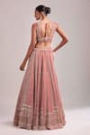 Shop_Seema Gujral_Red Net Sequins, Beads, Embroidery V-neck Lehenga Set _at_Aza_Fashions