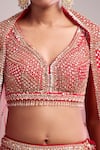 Shop_Seema Gujral_Red Net Sequins, Beads, Embroidery V-neck Lehenga Set _Online_at_Aza_Fashions