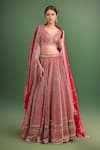 Buy_Seema Gujral_Red Net Sequins, Beads, Embroidery V-neck Lehenga Set _at_Aza_Fashions