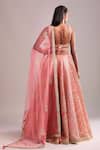 Shop_Shyam Narayan Prasad_Peach Silk, Chiffon Embroidery Round Neck Panelled Lehenga Set With Dupatta _at_Aza_Fashions