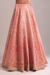Buy_Shyam Narayan Prasad_Peach Silk, Chiffon Embroidery Round Neck Panelled Lehenga Set With Dupatta 