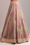 Buy_Shyam Narayan Prasad_Pink Tissue Zari, Embroidery Round Neck Dusty And Green Lehenga Set _Online_at_Aza_Fashions