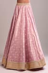 Shyam Narayan Prasad_Pink Tissue Embroidery, Zari V-neck Polka Woven Zardozi Lehenga Set _Online_at_Aza_Fashions