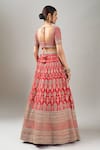 Shop_Kalighata_Red Sequins, Embroidery, Beads V-neck Loop Lehenga With Two Dupattas _at_Aza_Fashions