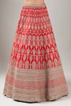 Shop_Kalighata_Red Sequins, Embroidery, Beads V-neck Loop Lehenga With Two Dupattas _Online_at_Aza_Fashions