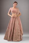Buy_Kalighata_Pink Silk Sequins, Embroidery Elnaz Lehenga Set _at_Aza_Fashions