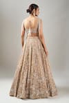 Shop_Kalighata_Gold Sequins, Embroidery, Beads V-neck Midaas Lehenga Set _at_Aza_Fashions
