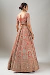 Shop_Kalighata_Orange Silk Embroidery, Sequins, Zari Rust Elnaz Lehenga Set _at_Aza_Fashions