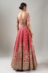 Shop_Kalighata_Red Sequins, Zari, Embroidery Cherry Spring Fall Lehenga Set _at_Aza_Fashions