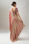 Shop_Kalighata_Red Embroidery Round Neck Bandhej Saree With Blouse _at_Aza_Fashions