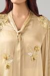 Buy_Namrata Joshipura_Beige Embroidery Collared Front Tie Up Top _Online_at_Aza_Fashions