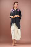 Buy_Namrata Joshipura_Black Embroidery Split V-neck Luminora Tunic _at_Aza_Fashions