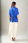 Shop_Namrata Joshipura_Blue Embroidery Collared German Back Tie Top _at_Aza_Fashions