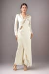 Buy_Anamika Khanna_Ivory Silk Embroidery Long Coat Set _at_Aza_Fashions