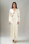 Buy_Anamika Khanna_Ivory Silk Embroidery Long Coat Set _Online_at_Aza_Fashions
