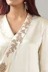 Anamika Khanna_Ivory Silk Embroidery Long Coat Set _at_Aza_Fashions