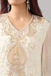 Anamika Khanna_Ivory Embroidery V-neck Kurta Set _Online_at_Aza_Fashions