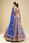 Shop_Shyam Narayan Prasad_Blue Silk, Chiffon Embroidery, Gota Patti Round Neck Mazarine Lehenga Set _at_Aza_Fashions