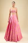 Shyam Narayan Prasad_Fuchsia Brocade, Organza Zari, Embroidery Flamingo Pink Zardozi Lehenga Set _Online_at_Aza_Fashions