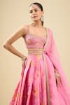 Shop_Shyam Narayan Prasad_Fuchsia Brocade, Organza Zari, Embroidery Flamingo Pink Zardozi Lehenga Set _Online_at_Aza_Fashions