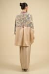 Shop_Aseem Kapoor_Beige Cotton Tassels, Embroidery High Neck, Collared Ecru Jacket Shirt Skirt Set _at_Aza_Fashions