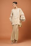 Buy_Aseem Kapoor_Beige Tassels Round Neck Ecru Kurta And Skirt Set _at_Aza_Fashions