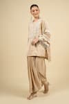 Aseem Kapoor_Beige Tassels Round Neck Ecru Kurta And Skirt Set _at_Aza_Fashions