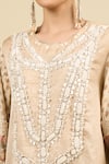 Aseem Kapoor_Beige Embroidery Round Neck Ecru Kurta With Chevron Trouser Set _at_Aza_Fashions