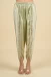 Buy_Sheetal Batra_Green Silk Sequins, Embroidery Round Neck Mint Kurta With Dhoti Pant _Online_at_Aza_Fashions