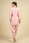 Shop_Sheetal Batra_Pink Silk Embroidery Split V-neck Blush Short Kurta Salwar Set _at_Aza_Fashions