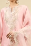 Sheetal Batra_Pink Silk Embroidery Split V-neck Blush Short Kurta Salwar Set _Online_at_Aza_Fashions