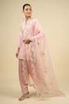 Buy_Sheetal Batra_Pink Silk Embroidery Split V-neck Blush Short Kurta Salwar Set _Online_at_Aza_Fashions