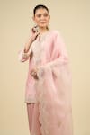 Buy_Sheetal Batra_Pink Silk Embroidery Split V-neck Blush Short Kurta Salwar Set 