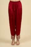 Sheetal Batra_Red Chiffon Embroidery Split V-neck Short Kurta Salwar Set _Online_at_Aza_Fashions