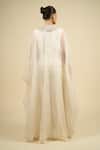 Shop_Anamika Khanna_Ivory Silk, Satin Embroidery V-neck Silver Cape Palazzo Set _at_Aza_Fashions