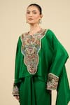 Anamika Khanna_Green Emerald Embroidered Boxy Top And Skirt Set _Online_at_Aza_Fashions