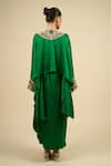 Shop_Anamika Khanna_Green Emerald Embroidered Boxy Top And Skirt Set _at_Aza_Fashions
