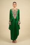Shop_Anamika Khanna_Green Emerald Embroidered Boxy Top And Skirt Set _Online_at_Aza_Fashions