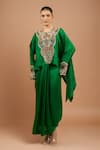 Buy_Anamika Khanna_Green Emerald Embroidered Boxy Top And Skirt Set _at_Aza_Fashions
