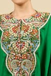 Buy_Anamika Khanna_Green Emerald Embroidered Boxy Top And Skirt Set 