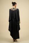 Shop_Anamika Khanna_Black Chiffon Embroidered Cape Top Dress Set _at_Aza_Fashions