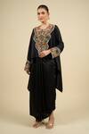 Buy_Anamika Khanna_Black Chiffon Embroidered Cape Top Dress Set _Online_at_Aza_Fashions