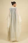 Shop_Anamika Khanna_Off White Chiffon Beads, Sequins V-neck Embroidered Cape Set _at_Aza_Fashions