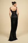 Shop_Anamika Khanna_Black Silk Embroidery, Sequins Asymmetric Skirt Set _at_Aza_Fashions