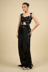 Shop_Anamika Khanna_Black Silk Embroidery, Sequins Asymmetric Skirt Set _Online_at_Aza_Fashions