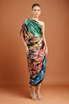 Buy_Saaksha & Kinni_Multi Color Cotton Tassels Asymmetric Mira Designer Dress _at_Aza_Fashions