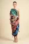 Shop_Saaksha & Kinni_Multi Color Cotton Tassels Asymmetric Mira Designer Dress _Online_at_Aza_Fashions