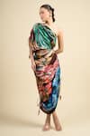 Saaksha & Kinni_Multi Color Cotton Tassels Asymmetric Mira Designer Dress _at_Aza_Fashions