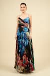 Buy_Saaksha & Kinni_Multi Color Chiffon V-neck Harlow Dress _Online_at_Aza_Fashions