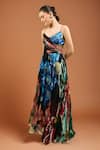 Buy_Saaksha & Kinni_Multi Color Chiffon V-neck Harlow Dress _at_Aza_Fashions